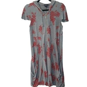 CHELSEA & THEODORE Jersey Dress with hood and half zip Cover-up Womens Size‎ S